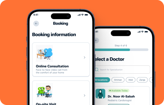 Banoon doctor consultations screens — book online and in-clinic pediatric appointments