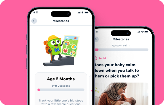 Banoon growth and milestones screens — record firsts and track against age-appropriate benchmarks